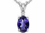 Tommaso Design™ Oval 7x5 mm Genuine Iolite  Pendant Necklace