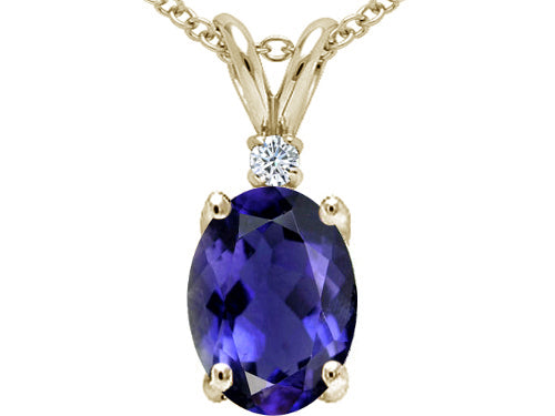 Tommaso Design™ Oval 8x6 mm Genuine Iolite Pendant Necklace