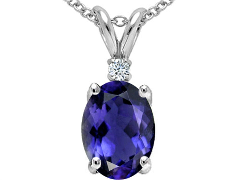 Tommaso Design™ Oval 8x6 mm Genuine Iolite Pendant Necklace
