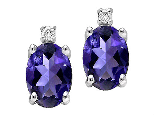 Tommaso Design™ Oval 8x6 mm Genuine Iolite Earrings