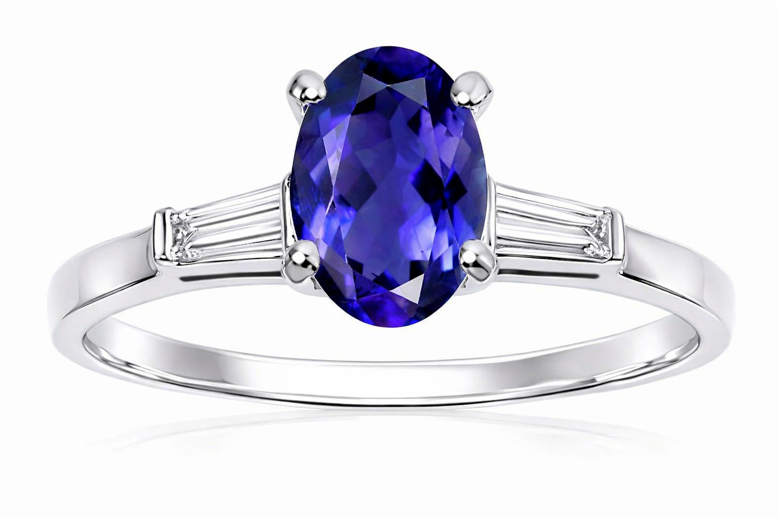 Tommaso Design™ Oval 7x5mm Genuine Iolite Engagement Ring