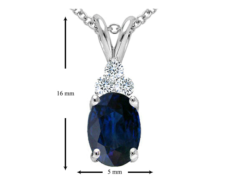 Tommaso Design™ Genuine Dark Blue Sapphire Oval 7x5mm Pendant Necklace
