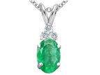 Tommaso Design™ Oval Genuine Emerald s Pendant Necklace