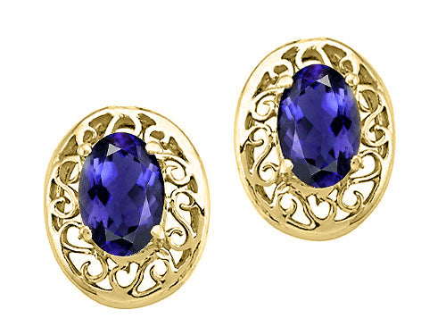 Tommaso Design™ Oval 6x4 mm Genuine Iolite Earrings