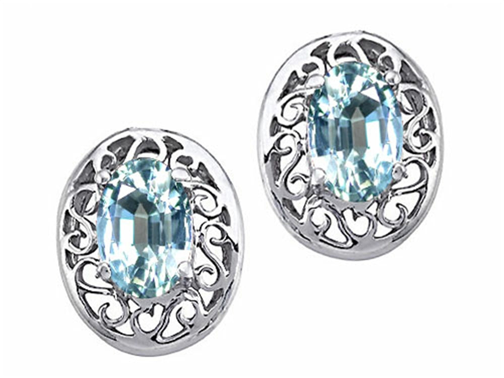 Tommaso Design™ Oval 6x4 mm Genuine Aquamarine Earrings