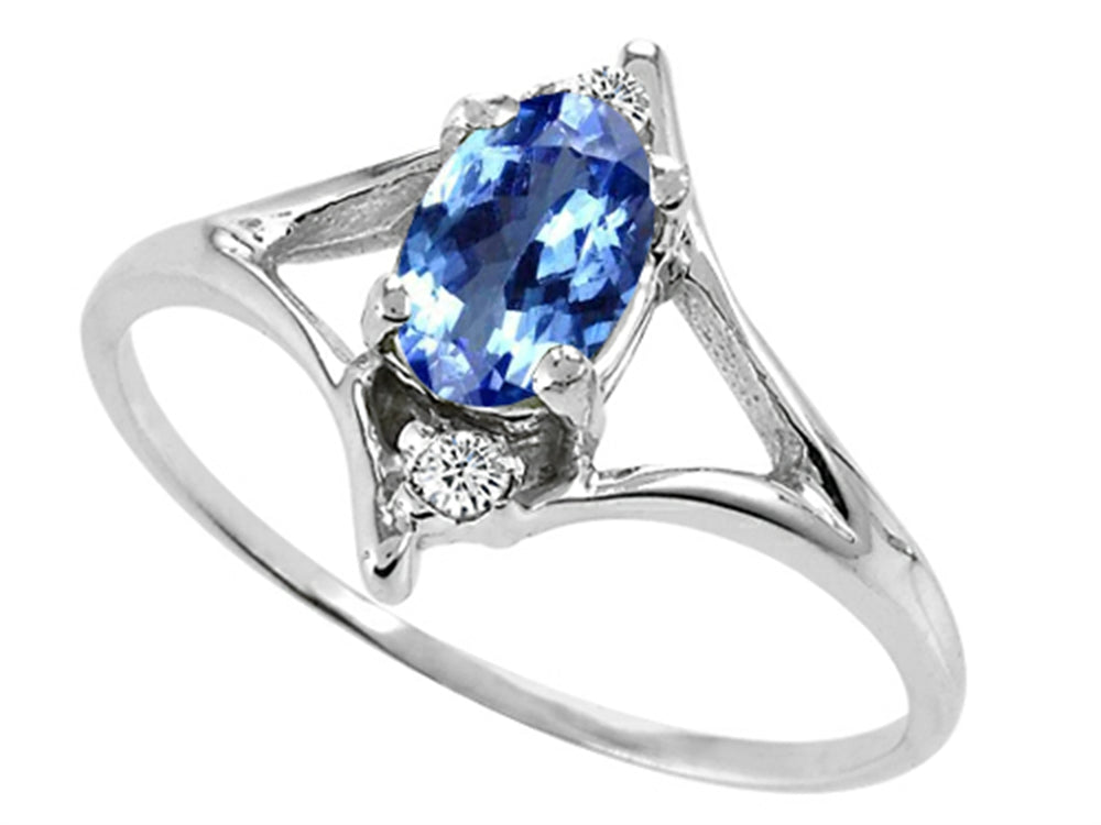 Tommaso Design™ Oval 6x4 mm Genuine Tanzanite Ring