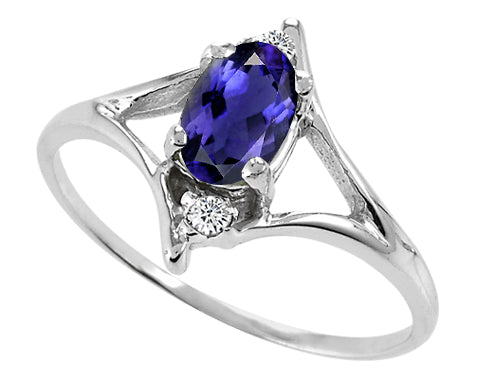 Tommaso Design™ Oval 6x4 mm Genuine Iolite Ring