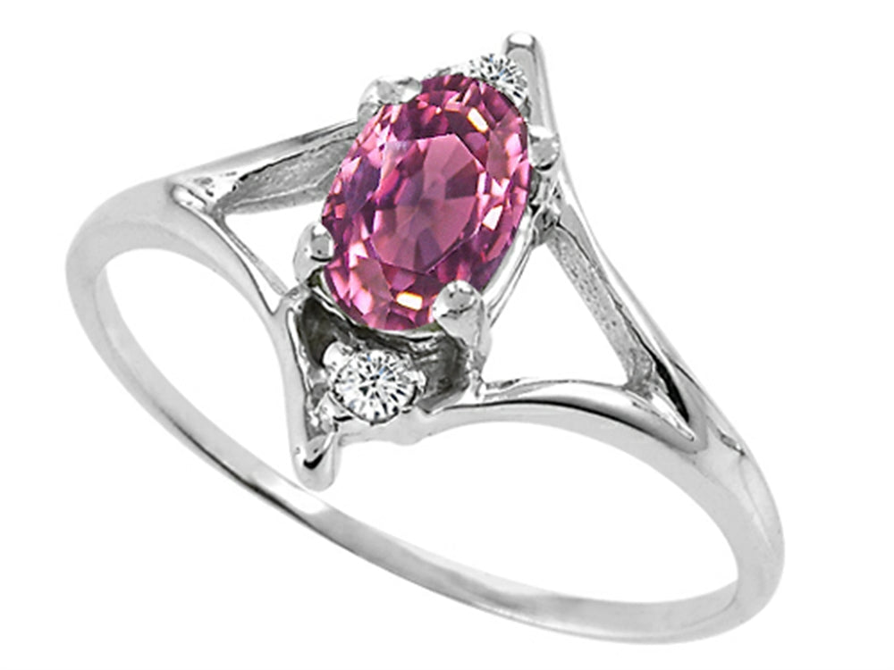 Tommaso Design™ Oval 6x4 mm Genuine Pink Tourmaline Ring