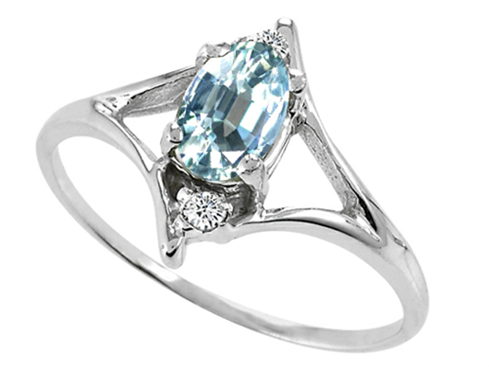 Tommaso Design™ Genuine Aquamarine Ring