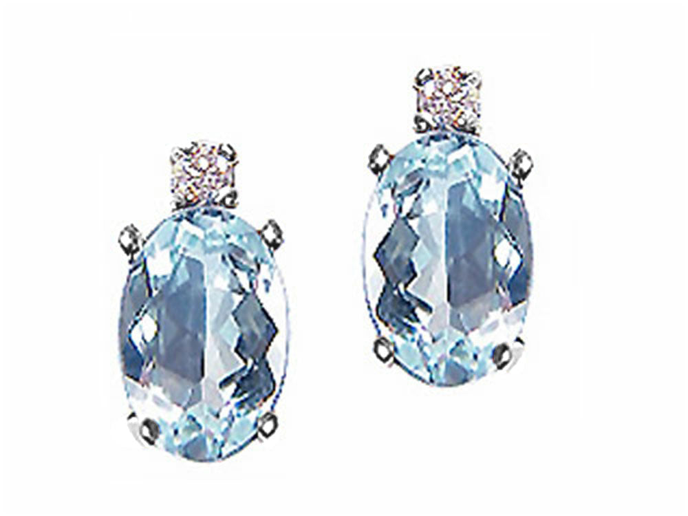 Tommaso Design™ Oval 7x5 mm Genuine Aquamarine Earrings