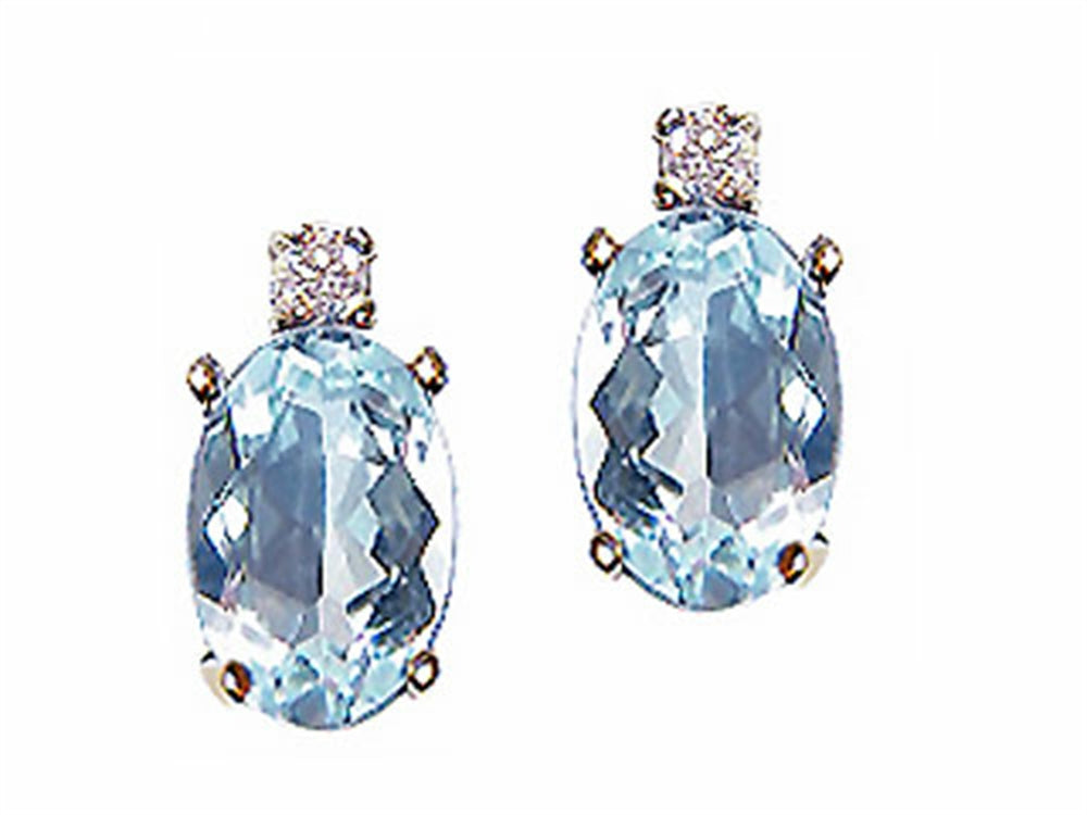 Tommaso Design™ Oval 7x5 mm Genuine Aquamarine Earrings