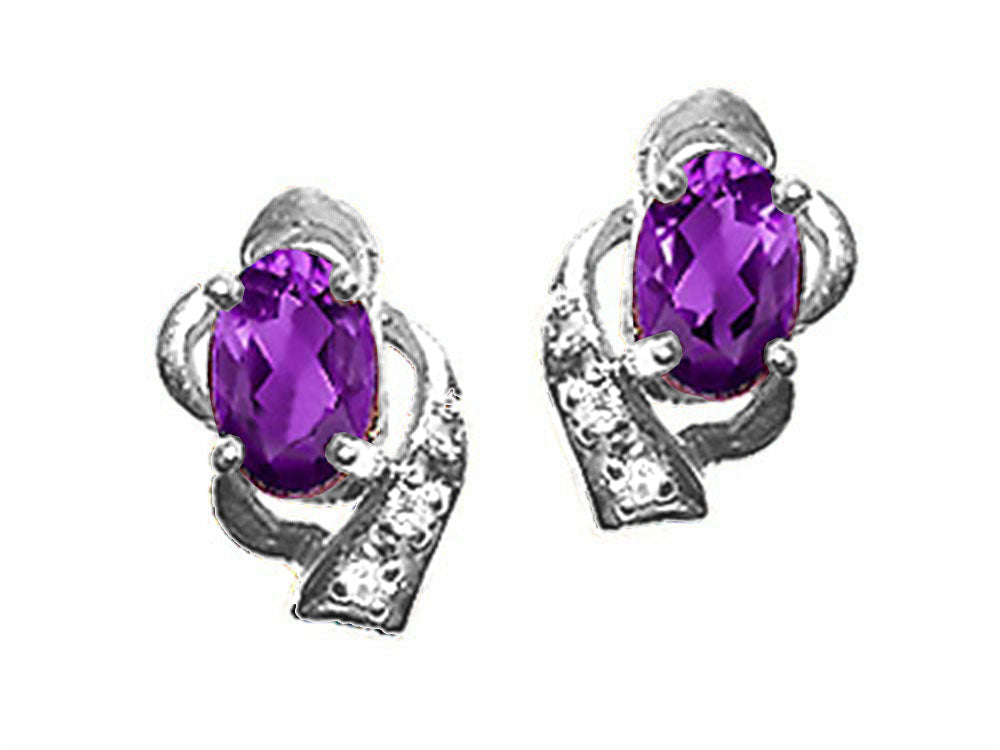Tommaso Design™ Oval 6x4 mm Genuine Amethyst Earrings