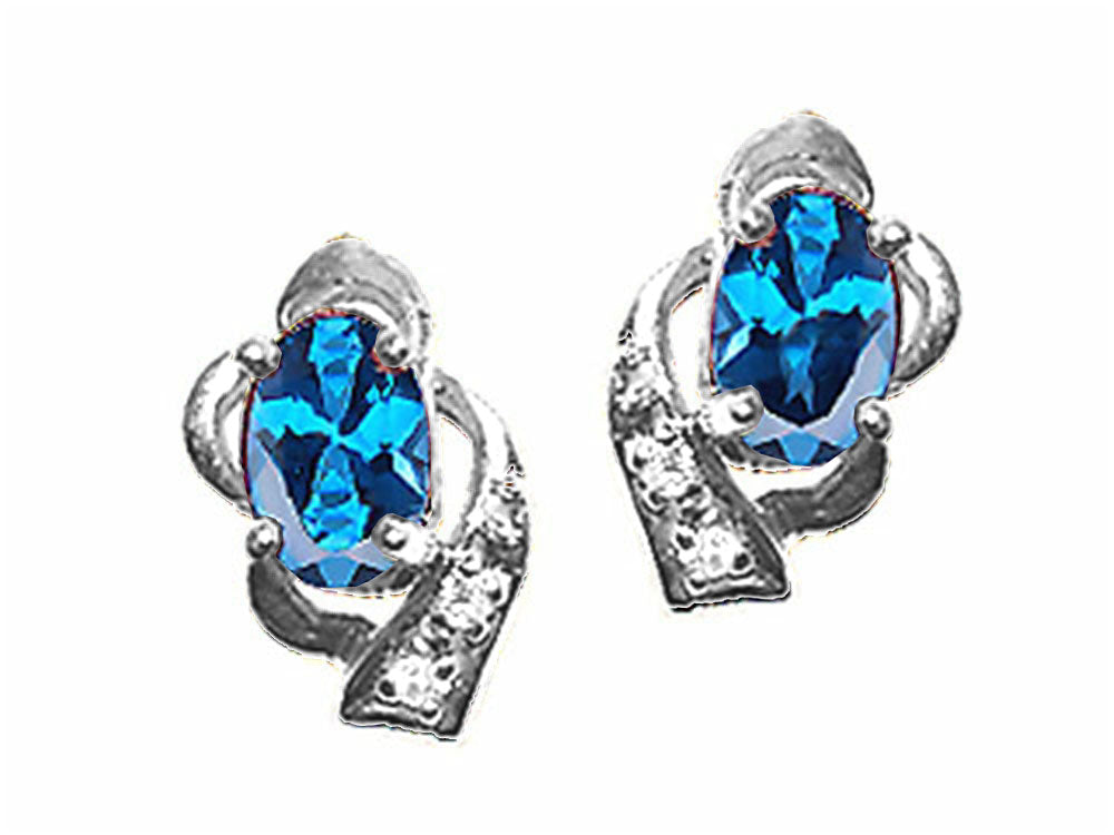 Tommaso Design™ Oval 6x4 mm Genuine Blue Topaz Earrings