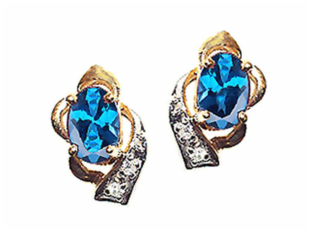 Tommaso Design™ Oval 6x4 mm Genuine Blue Topaz Earrings