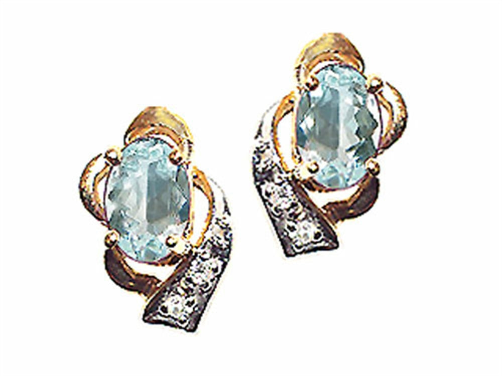 Tommaso Design™ Oval 6x4 mm Genuine Aquamarine Earrings