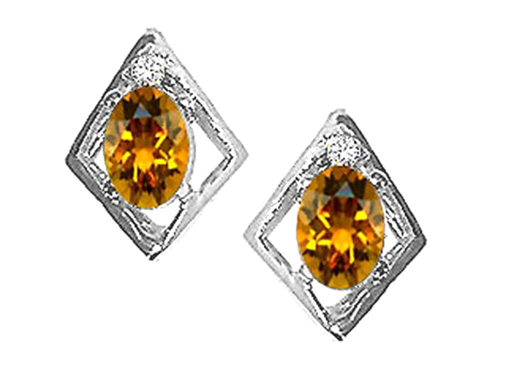 Tommaso Design™ Oval 6x4mm Genuine Citrine Earrings