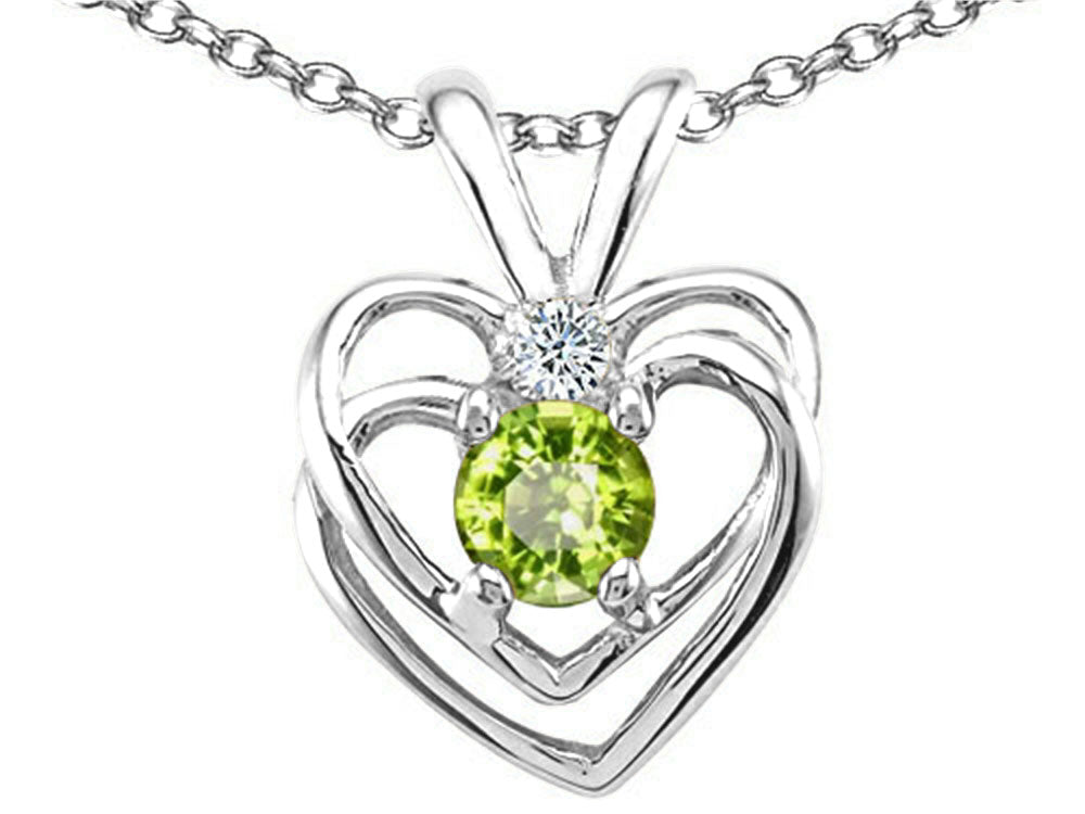Tommaso Design™ Round 4mm Genuine Peridot Heart Pendant Necklace