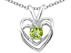 Tommaso Design™ Round 4mm Genuine Peridot Heart Pendant Necklace