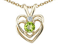 Tommaso Design™ Round 4mm Genuine Peridot Heart Pendant Necklace