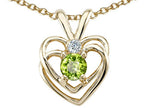 Tommaso Design™ Round 4mm Genuine Peridot Heart Pendant Necklace