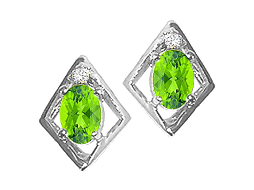 Tommaso Design™ Oval 6x4mm Genuine Peridot Earrings