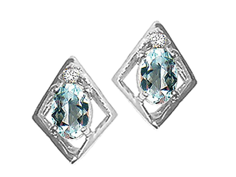 Tommaso Design™ Oval 6x4mm Genuine Aquamarine Earrings