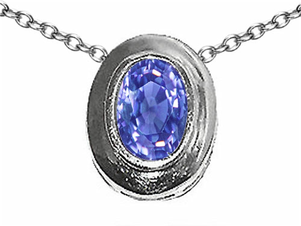 Tommaso Design™ Oval 7x5mm Genuine Tanzanite Pendant Necklace