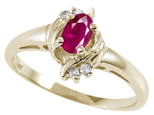 Tommaso Design™ Genuine Ruby and Diamond Ring