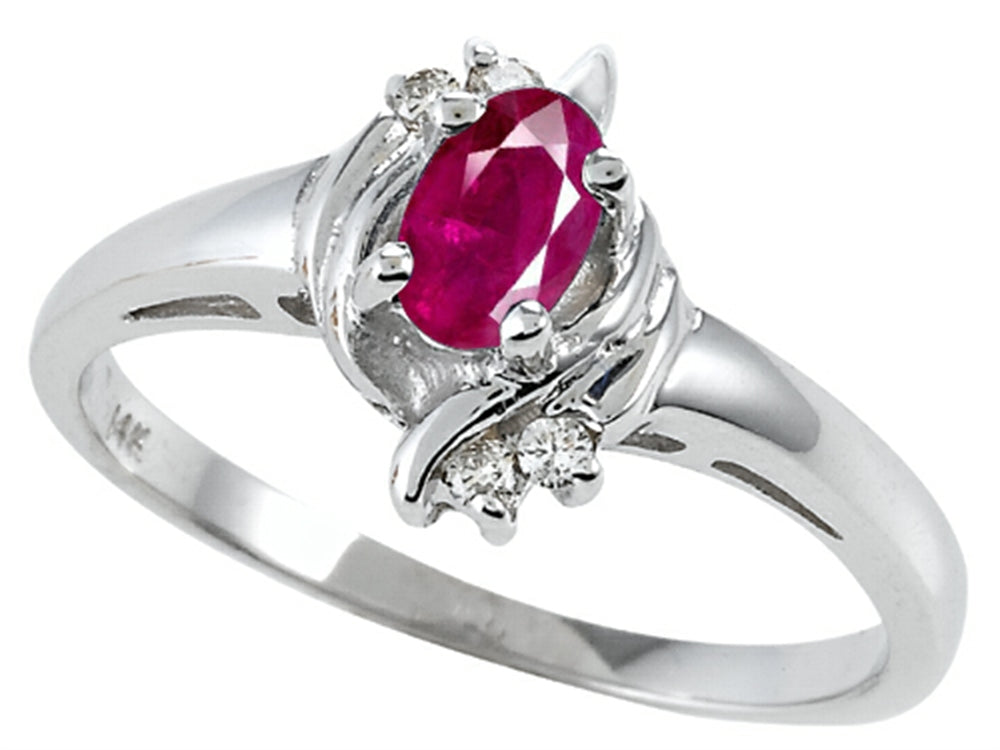Tommaso Design™ Genuine Ruby and Diamond Ring