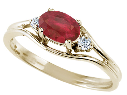 Tommaso Design™ Genuine Ruby and Diamonds Ring
