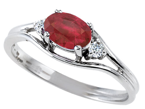 Tommaso Design™ Genuine Ruby and Diamonds Ring