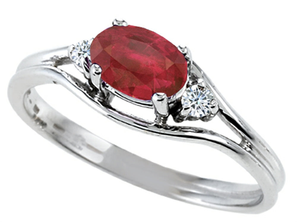 Tommaso Design™ Genuine Ruby and Diamonds Ring