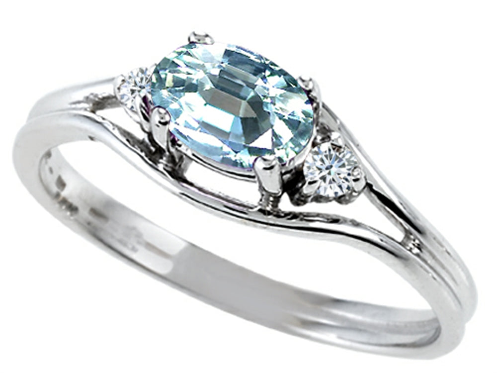 Tommaso Design™ Genuine Aquamarine Ring