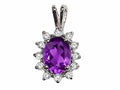 Tommaso Design™ Oval 8x6 mm Genuine Amethyst Pendant Necklace