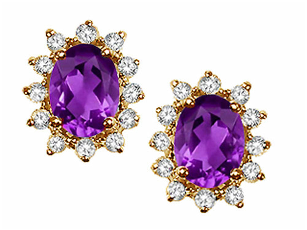 Tommaso Design™ Oval 8x6 mm Genuine Amethyst Earrings