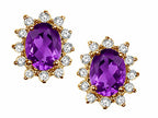 Tommaso Design™ Oval 8x6 mm Genuine Amethyst Earrings