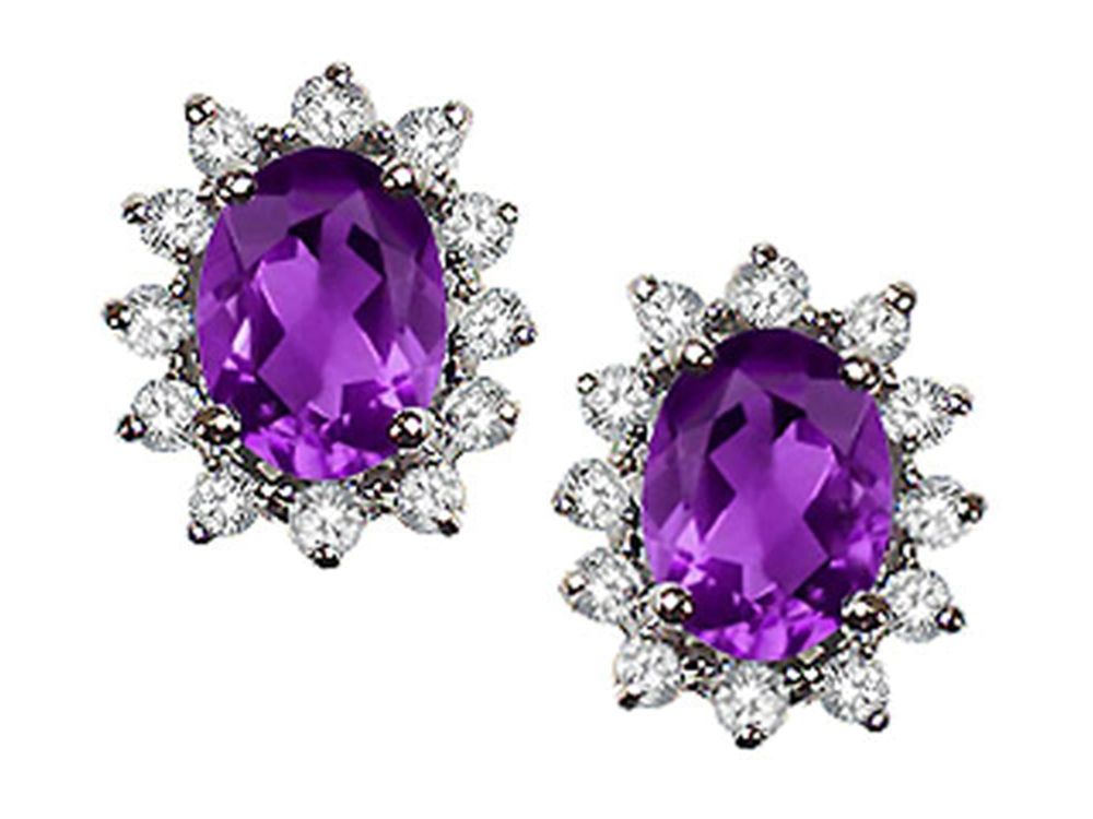 Tommaso Design™ Oval 8x6 mm Genuine Amethyst Earrings