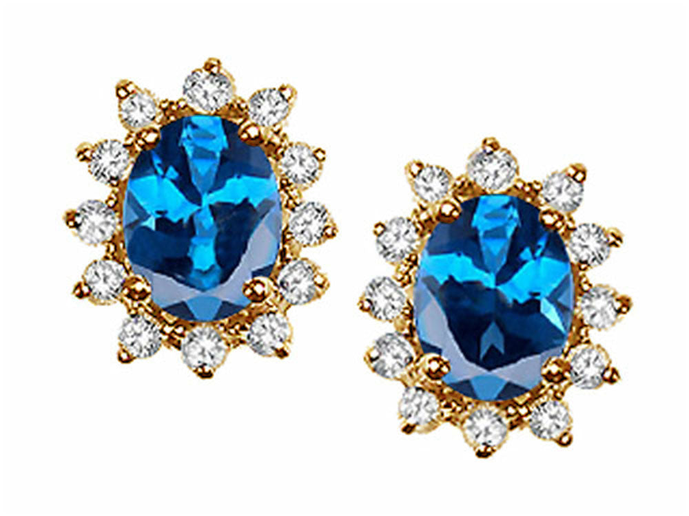 Tommaso Design™ Oval 8x6 mm Genuine Blue Topaz Earrings