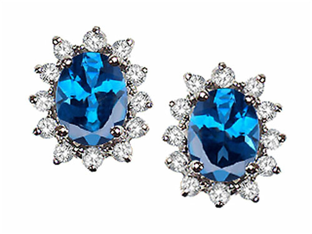 Tommaso Design™ Oval 8x6 mm Genuine Blue Topaz Earrings