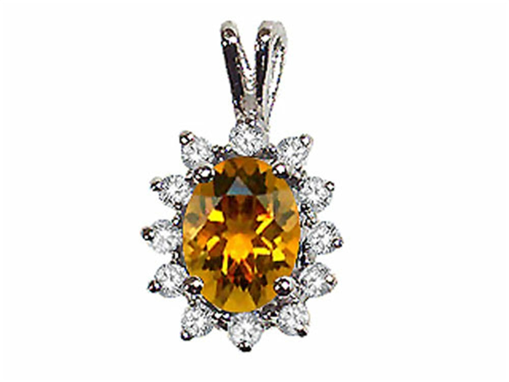 Tommaso Design™ Oval 8x6 mm Genuine Citrine Pendant Necklace