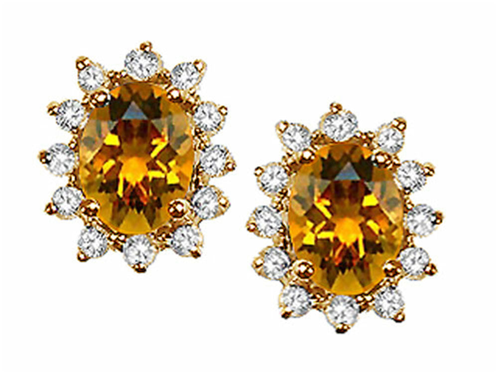 Tommaso Design™ Oval 8x6 mm Genuine Citrine Earrings