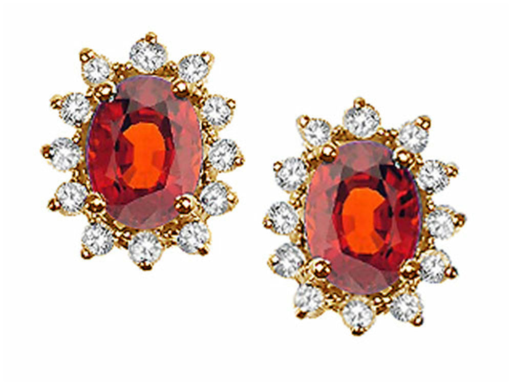 Tommaso Design™ Oval 8x6 mm Genuine Garnet Earrings
