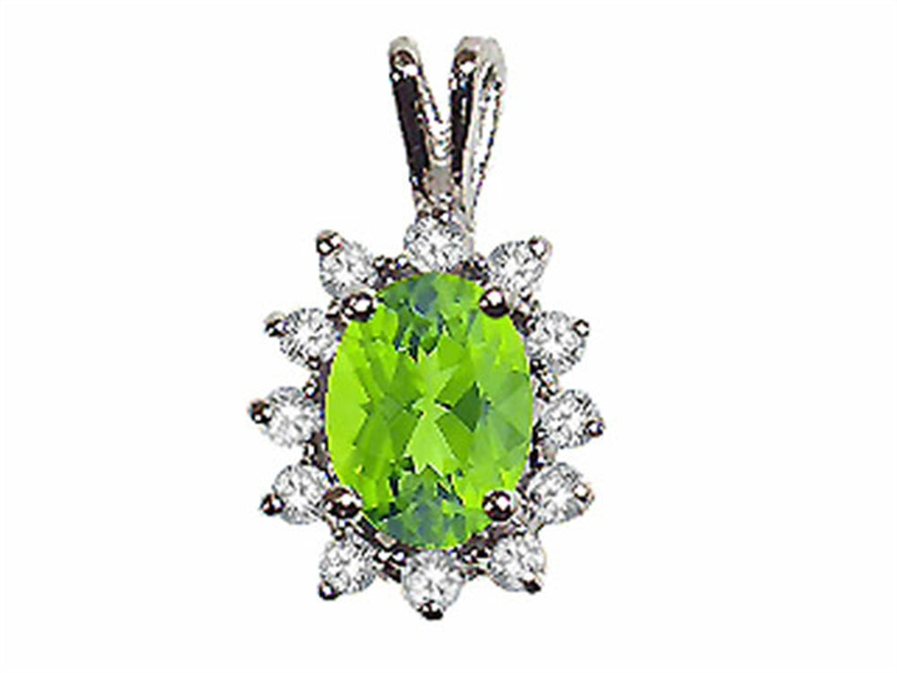 Tommaso Design™ Oval 8x6 mm Genuine Peridot Pendant Necklace