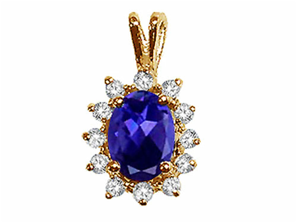 Tommaso Design™ Oval 8x6 mm Genuine Iolite Pendant Necklace