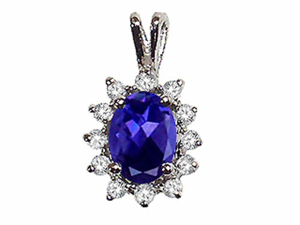 Tommaso Design™ Oval 8x6 mm Genuine Iolite Pendant Necklace