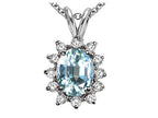 Tommaso Design™ Oval 8x6 mm Genuine Aquamarine Pendant Necklace