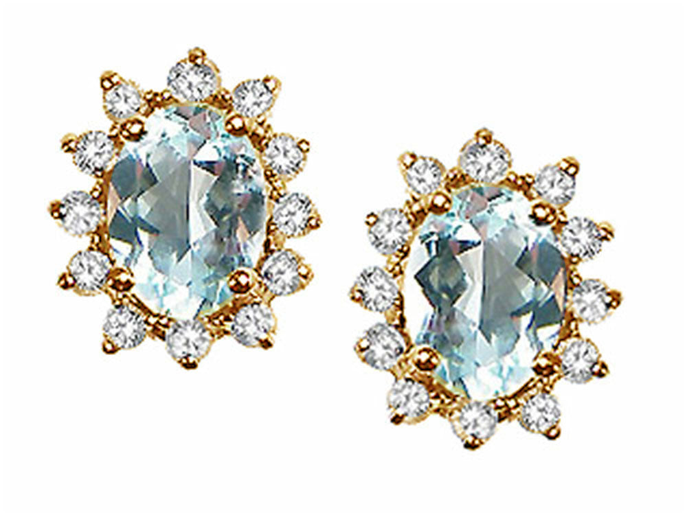 Tommaso Design™ Oval 8x6 mm Genuine Aquamarine Earrings