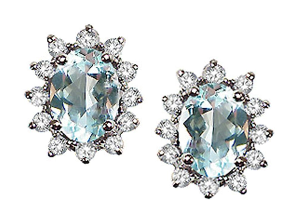 Tommaso Design™ Oval 8x6 mm Genuine Aquamarine Earrings
