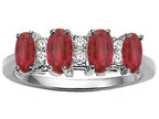 Tommaso Design™ 4 Stone Genuine Ruby and Diamond Ring
