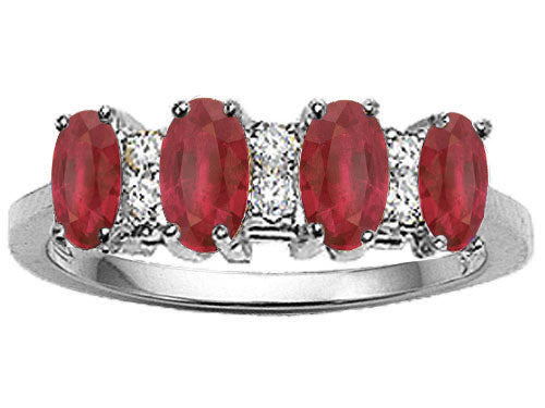 Tommaso Design™ 4 Stone Genuine Ruby and Diamond Ring